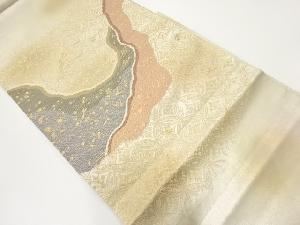 アンティーク　道長取に草花・花七宝模様織出し暈し袋帯（材料）